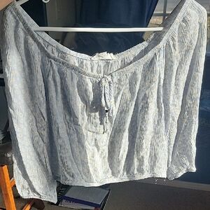 Pink Rose Light Blue Off-Shoulder Blouse